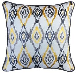 Diamond Embroidered Yellow and Silver On Grey Cushion