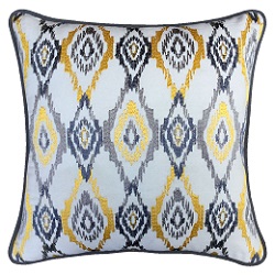 Diamond Embroidered Yellow and Silver On Grey Cushion