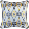 Embroidered Cushion grey and yellow on white