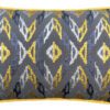 Symmetrical Cushion yellow and silver on grey