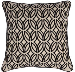 Geometric leaf - black on cream cushion