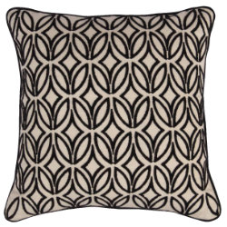 Geometric leaf - black on cream cushion