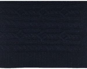Cable knit wool throw navy