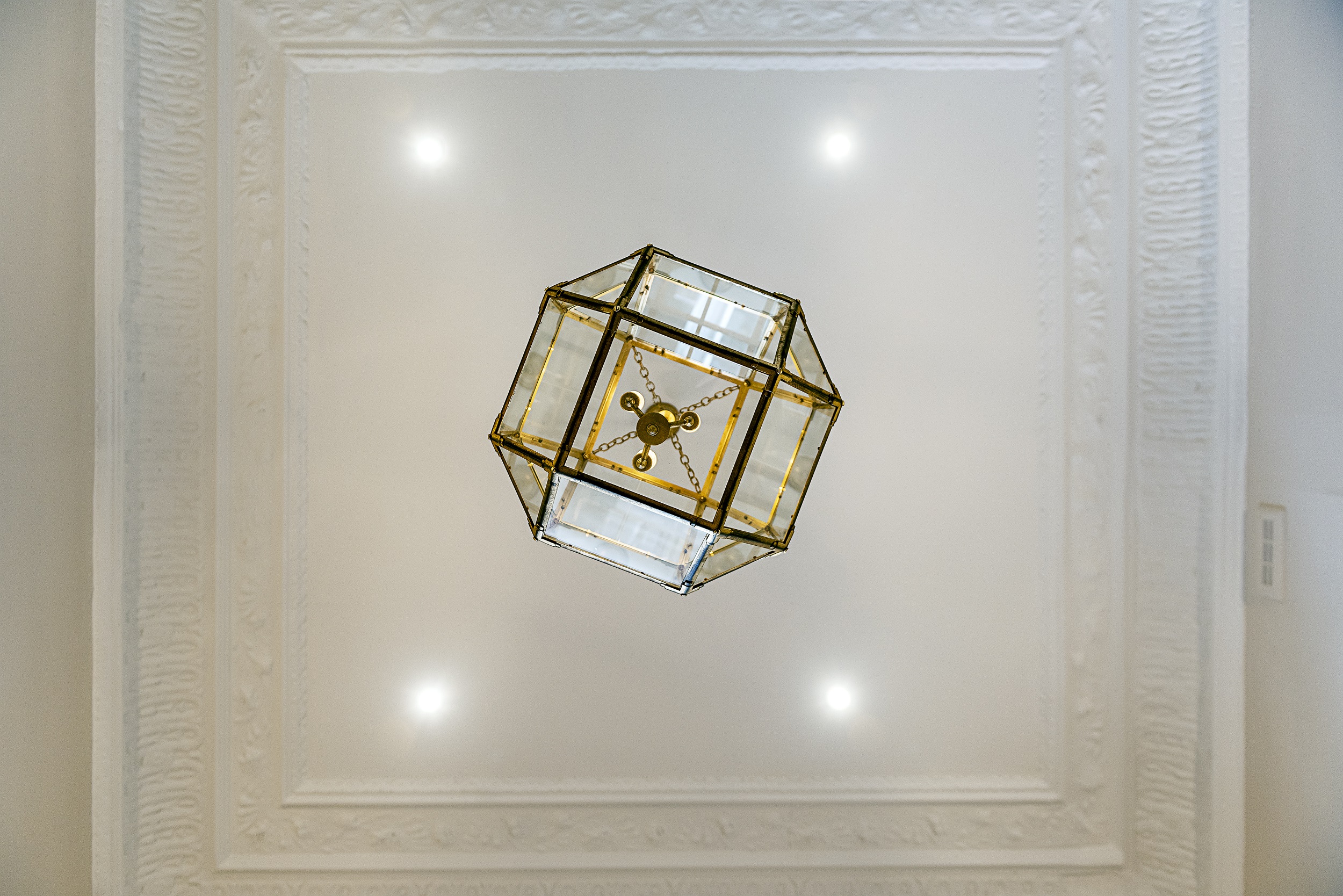 Metal and glass ceiling pendant light